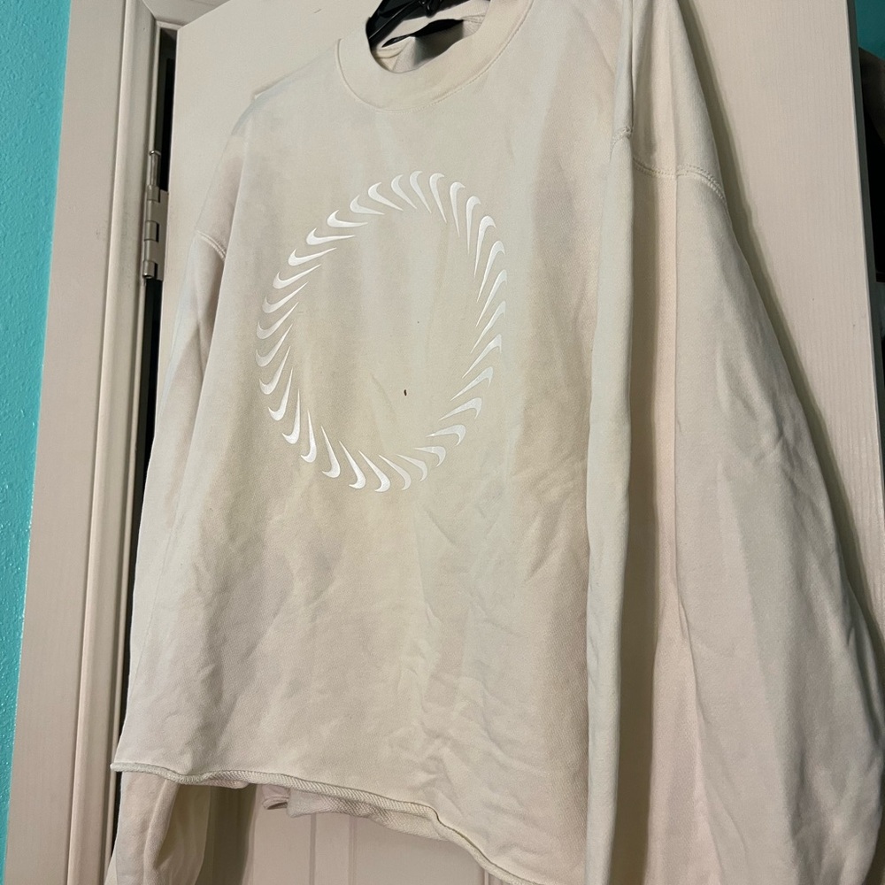 Cream Yellow Sweatshirt with Circular Design